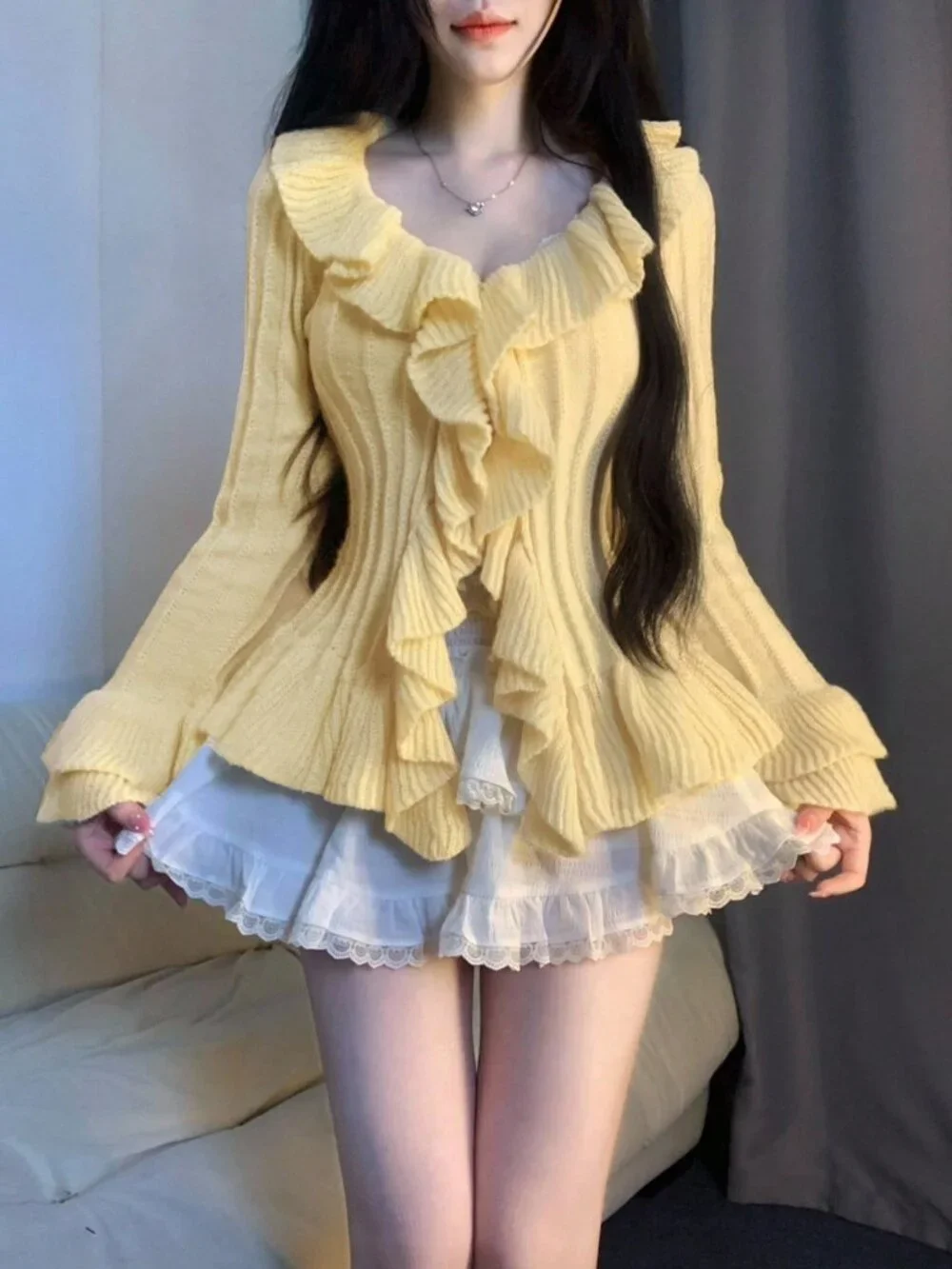 Yellow Casual Women's Knit Top